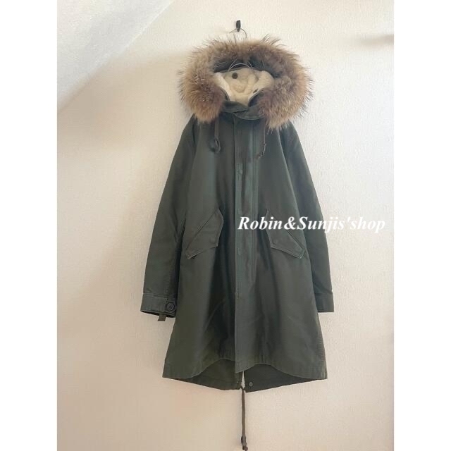 UPPER HIGHTS】ラクーンファーコットンモッズコートkhaki-