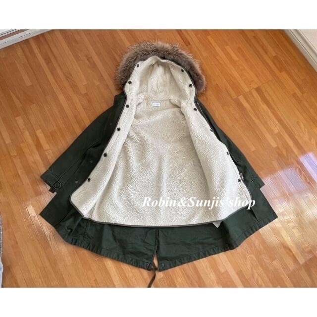 UPPER HIGHTS】ラクーンファーコットンモッズコートkhaki-