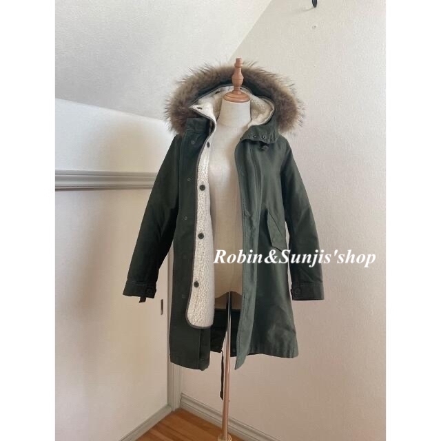 【UPPER HIGHTS】ラクーンファーコットンモッズコートkhaki