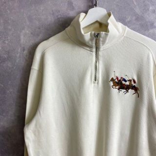 ラルフローレン(Ralph Lauren)のラルフローレン 90s ハーフジップニット セーター ベージュ デカロゴ(ニット/セーター)