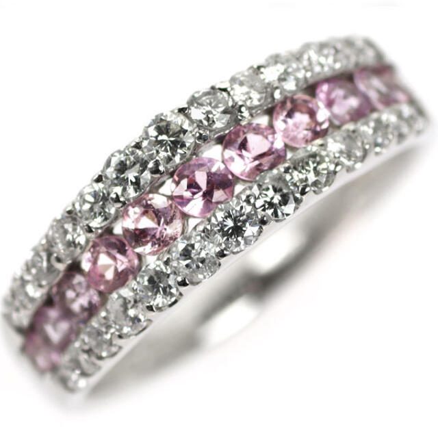 Pt900 ピンク サファイア ダイヤモンド リング 0.50ct D0.56ct