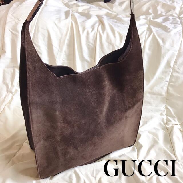 GUCCI グッチ ショルダーバッグ スエード ブラウン ハンドバッグ