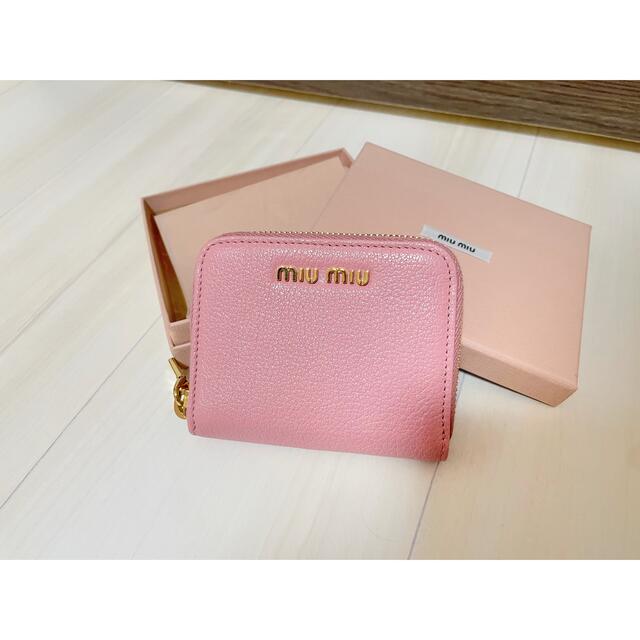 色移り有り 【新作】miumiu ♡リボンロゴ ミニ財布 マドラスフィオッコ