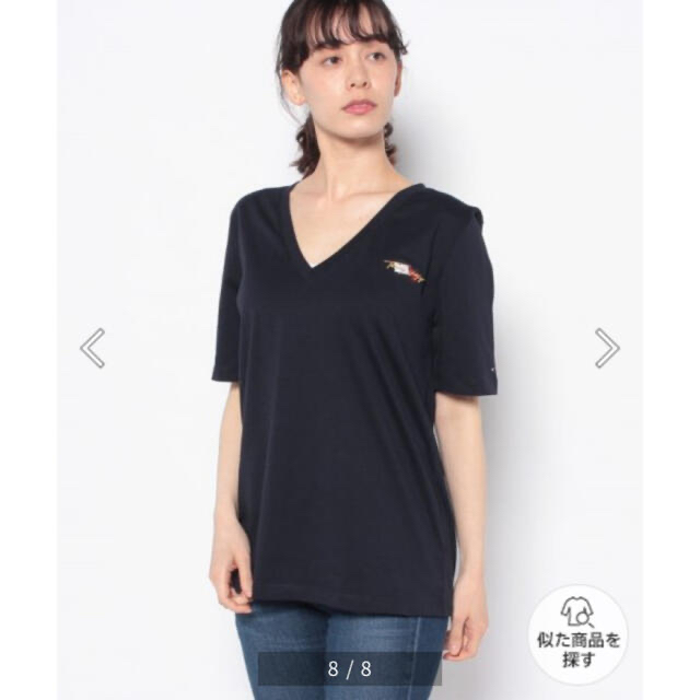 TOMMY HILFIGER(トミーヒルフィガー)のTOMMY HILFIGER フラッグVネックTシャツ レディースのトップス(Tシャツ(半袖/袖なし))の商品写真