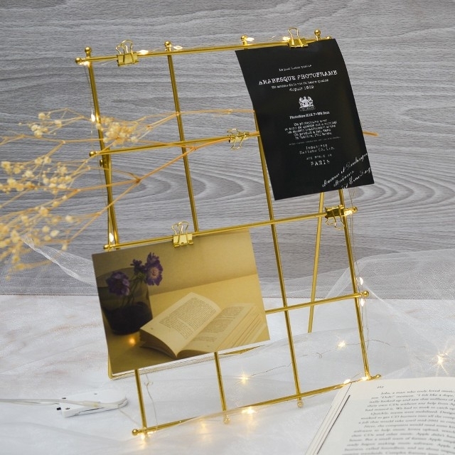 ゴールドネットフレームクリップ付きウェルカムスペース飾り付け ハンドメイドのウェディング(その他)の商品写真