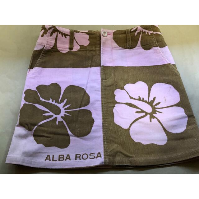 アルバローザ ALBA ROSA 升目スカート 茶×ピンク