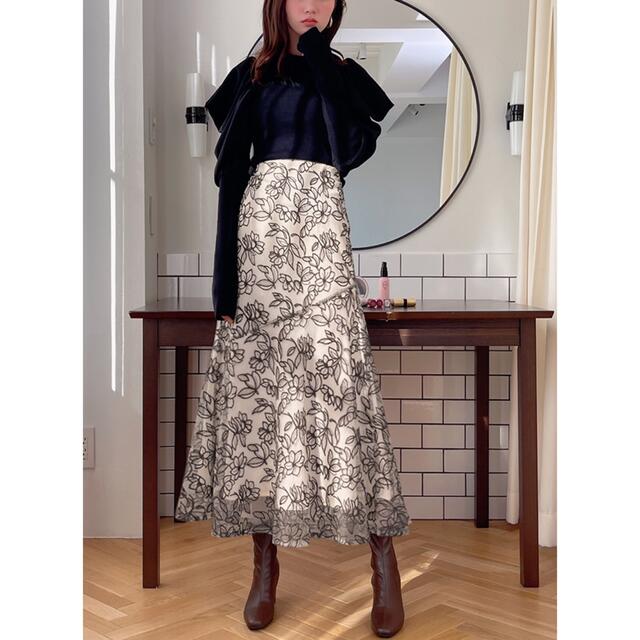 GRL(グレイル)の花柄刺繍バイカラーマーメイドスカート レディースのスカート(ロングスカート)の商品写真