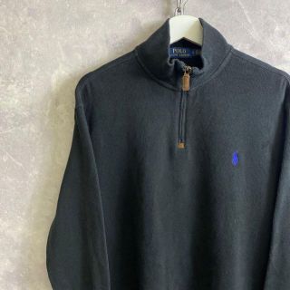 ラルフローレン(Ralph Lauren)のラルフローレン ハーフジップ ニット セーター 黒 ブラック ワンポイント(ニット/セーター)