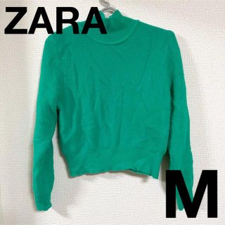 ザラ(ZARA)のZARA ハイネック　グリーンニット　セーター　M 緑　クロップド丈　(ニット/セーター)