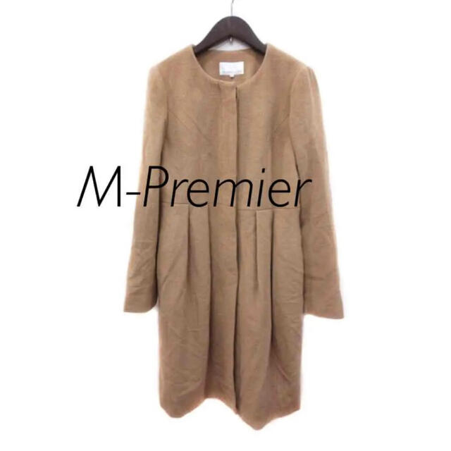 美品☆エムプルミエ M-Premier ノーカラーコート42cm袖丈