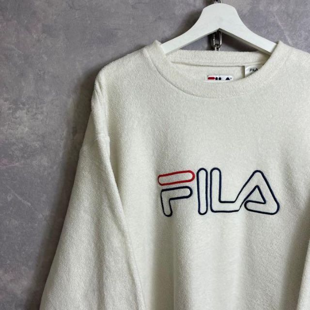 FILA 90s フリース トレーナー 白 ホワイト 刺繍 フィラ