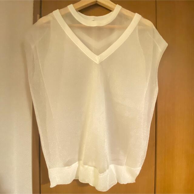 Ameri VINTAGE(アメリヴィンテージ)のLAME TANK VEST SET TOP  ホワイト レディースのトップス(タンクトップ)の商品写真