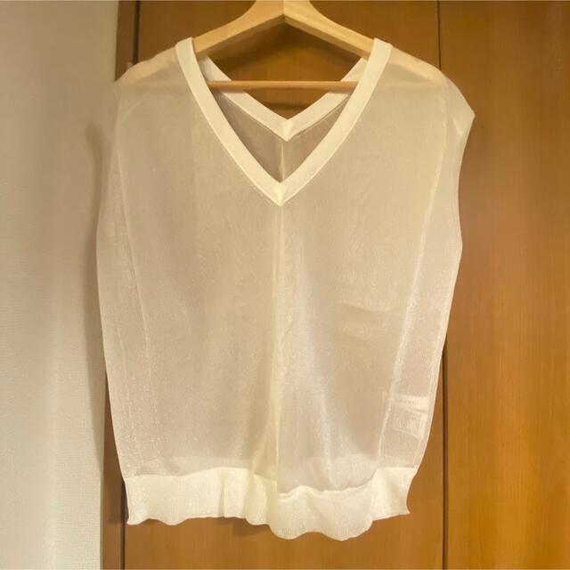 Ameri VINTAGE(アメリヴィンテージ)のLAME TANK VEST SET TOP  ホワイト レディースのトップス(タンクトップ)の商品写真