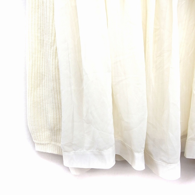 gleam(グリーム)のグリーム Gleam リブニット セーター シフォン 長袖 丸首 M アイボリー レディースのトップス(ニット/セーター)の商品写真