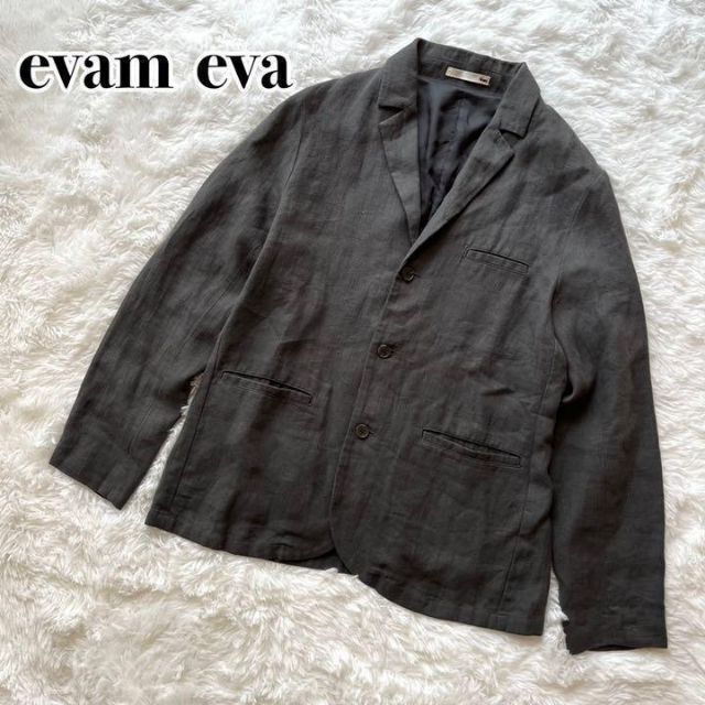 美品◎定価4万『evam eva』リネン テーラードジャケットかいじゅうくんメンズ︎