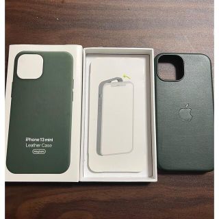 アップル(Apple)のiphone13mini レザーケース　純正OEM品　セコイアグリーン(iPhoneケース)