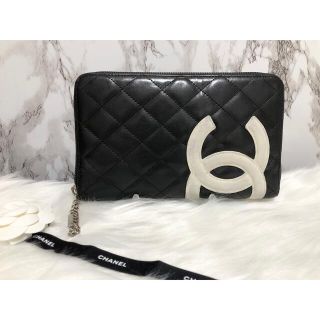 シャネル(CHANEL)のCHANEL シャネル 長財布　カンボンライン　ラウンドファスナー　黒(財布)