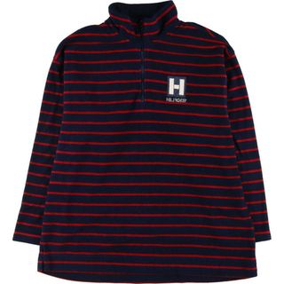 トミーヒルフィガー(TOMMY HILFIGER)の古着 90年代 トミーヒルフィガー TOMMY HILFIGER ボーダー柄 ハーフジップ フリースプルオーバー メンズXL ヴィンテージ /eaa291887(その他)