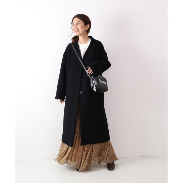 FRAMeWORK ♡ 二重織りVネックコート 38 ブラック