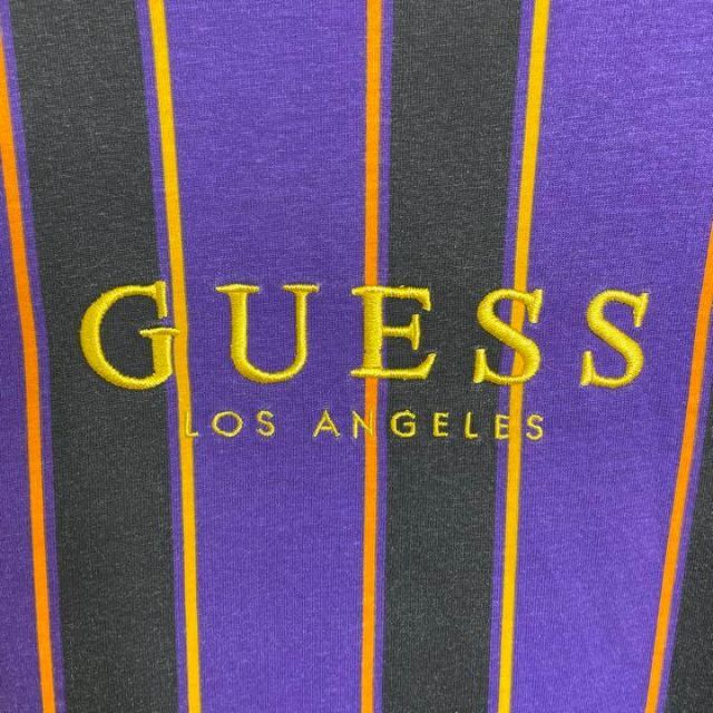 GUESS(ゲス)のguess 90s 長袖Tシャツ ロンT ストライプ 紫 黒 金 刺繍 メンズのトップス(Tシャツ/カットソー(七分/長袖))の商品写真