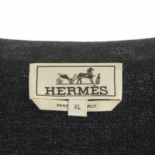 Hermes(エルメス)のエルメス ニット ウール セーター 長袖 柄 Vネック XL グレー ボルドー メンズのトップス(ニット/セーター)の商品写真