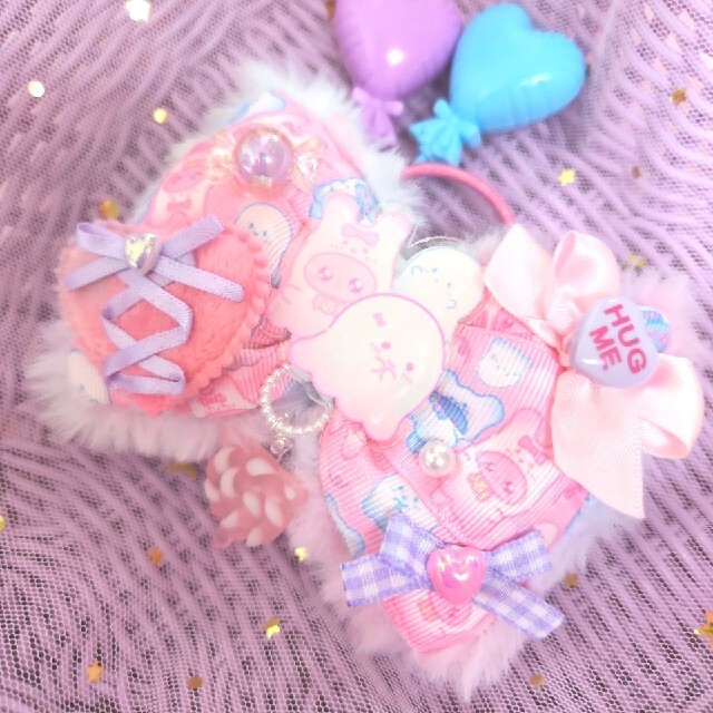 コメント制♡ハンドメイド♡グログラン×ファーBIGポニー♡おばけるん③