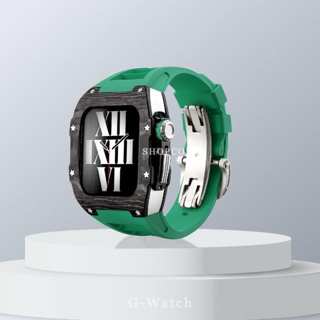 [新作] AppleWatch Racing カーボンファイバー チタン 時計
