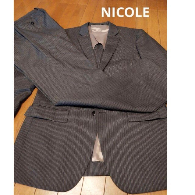 ⭕NICOLE/ニコル　セットアップスーツ　ストライプ　グレー系