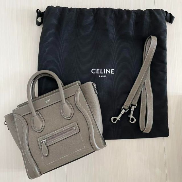 CELINE セリーヌ ラゲージ ナノ ドラムドカーフスキン スリ 専門