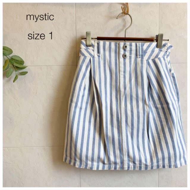 mystic(ミスティック)のmystic 縦ボーダーデニムミニスカート ストライプ PAL レディースのスカート(ミニスカート)の商品写真
