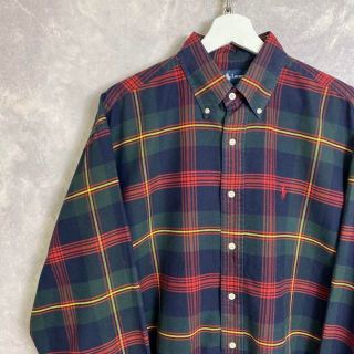 ラルフローレン(Ralph Lauren)のラルフローレン 90s BIG SHIRT 長袖シャツ チェック 緑 赤(シャツ)