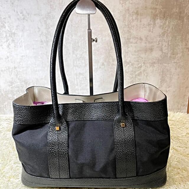 美品』A.D.M.J エーディーエムジェイ トートバッグ キャンバス×レザー