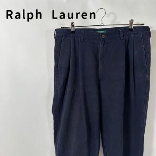 ラルフローレン(Ralph Lauren)のラルフローレン　チノパン　メキシコ製　紺　古着　テーパード　36×32(チノパン)