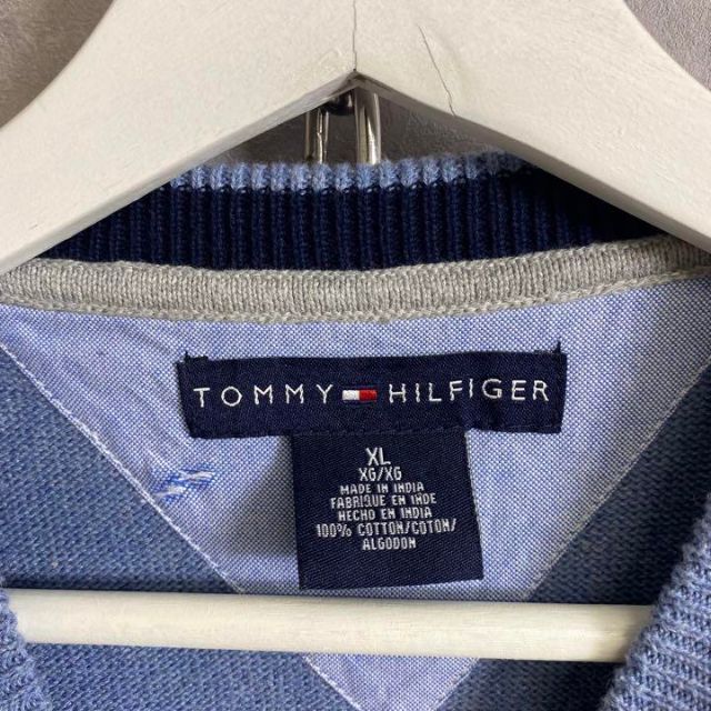 TOMMY HILFIGER(トミーヒルフィガー)のトミーヒルフィガー 90s ニットベスト ワンポイント 刺繍 水色 青 ブルー メンズのトップス(ベスト)の商品写真