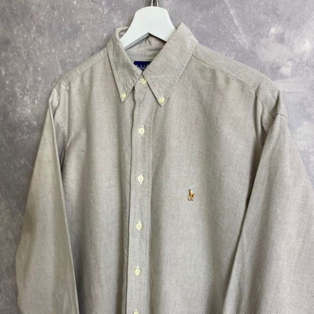 Ralph Lauren(ラルフローレン)のラルフローレン 90s 長袖シャツ ベージュ チャコール グレージュ メンズのトップス(シャツ)の商品写真