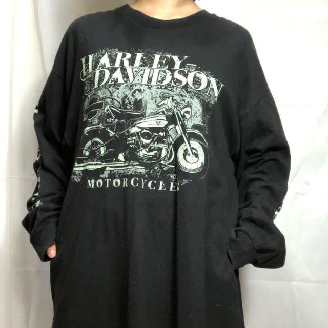 Harley Davidson(ハーレーダビッドソン)のハーレーダビッドソン☆ロンT 90s 古着 ゆるだぼ サイドデザイン aj2 メンズのトップス(Tシャツ/カットソー(七分/長袖))の商品写真