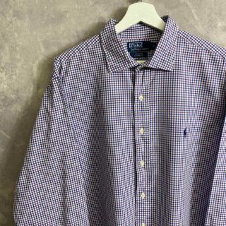 ラルフローレン(Ralph Lauren)のラルフローレン 90s 長袖シャツ ギンガムチェック 青 紫 パープル(シャツ)