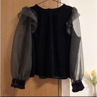 ザラ(ZARA)のZARA ベロアオーガンジートップス(カットソー(長袖/七分))