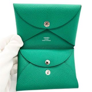 Hermes - 極美品 エルメス カルヴィ デュオ カードケース グリーンの