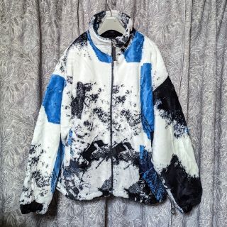 一度着用 ザラ アブストラクトプリント フェイクボア ジャケット マルチカラー