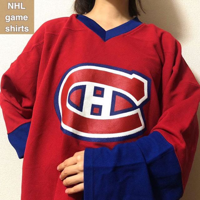 NHL☆ゲームシャツ 古着 ゆるだぼ 90s 希少 デカロゴ ストリート