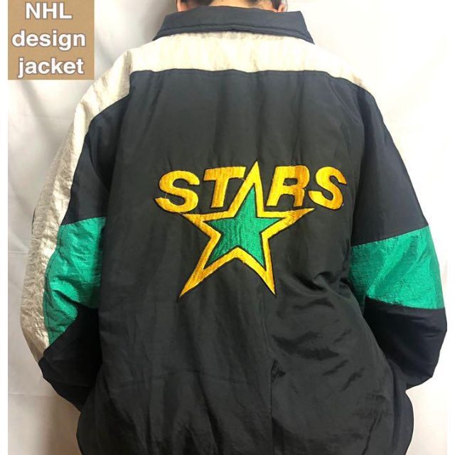 NHL☆中綿ブルゾン 古着 希少 90s デカロゴ ビッグシルエットar1-