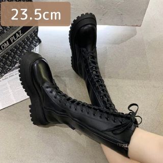 【新商品】【23.5cm】レースアップ　おしゃれ　大人女子　ロングブーツ　秋　冬(ブーツ)