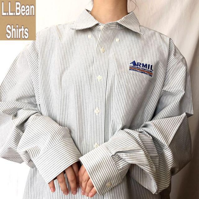 L.L.Bean(エルエルビーン)のエルエルビーン☆ストライプシャツ 古着 ビッグシルエット刺繍ロゴ 90s ar6 メンズのトップス(シャツ)の商品写真