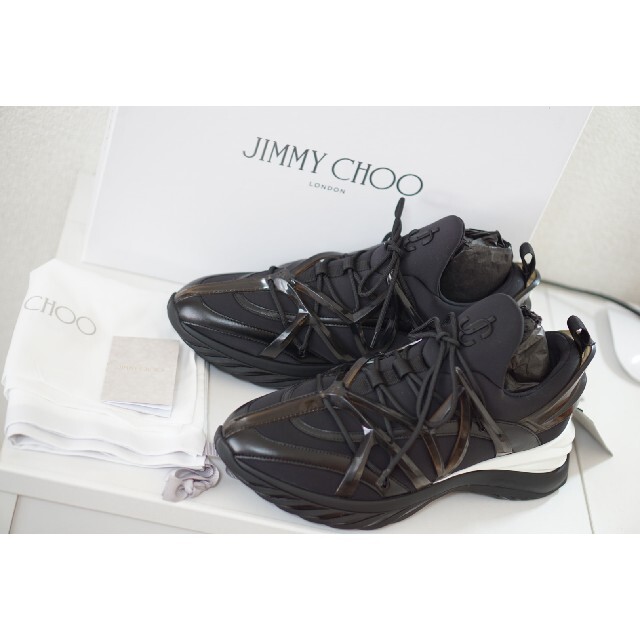 JIMMY CHOO COSMOS レザー ネオプレン スニーカー ブラック