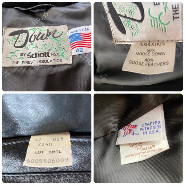 schott(ショット)の希少・美品　90年代 schott/ショット　レザーダウンジャケット サイズ42 メンズのジャケット/アウター(ダウンジャケット)の商品写真
