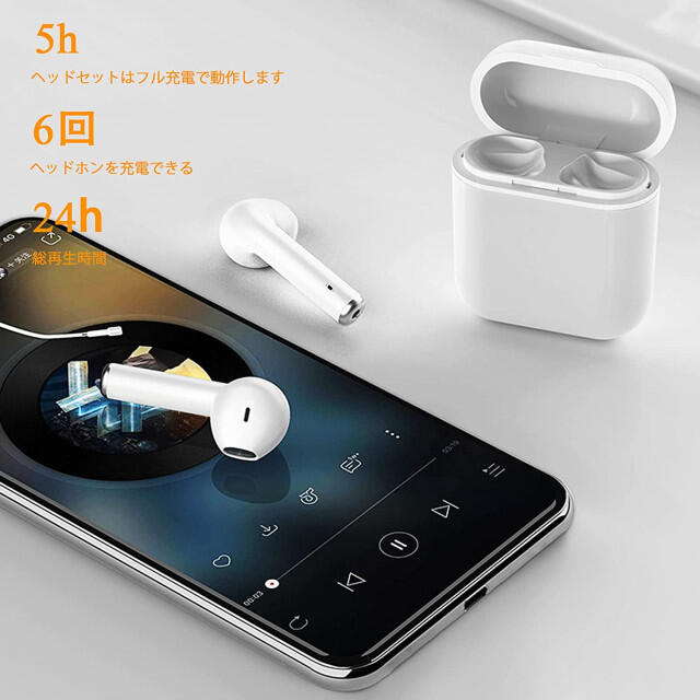 i12 最新型 Bluetoothイヤホン ワイヤレスイヤフォン 白 ホワイトの通販 by まい's shop｜ラクマ