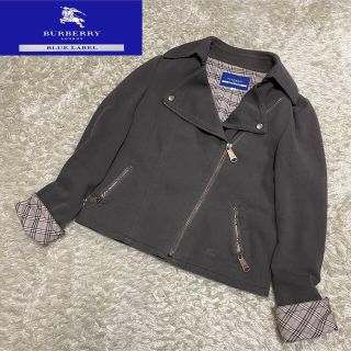 バーバリーブルーレーベル(BURBERRY BLUE LABEL)のバーバリーブルーレーベル コットンダブルライダースジャケット ノバチェック M(ライダースジャケット)