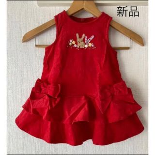 ジンボリー(GYMBOREE)の新品★ジンボリー♪うさぎとお花刺繍のコーデュロイワンピース 12m18m80(ワンピース)