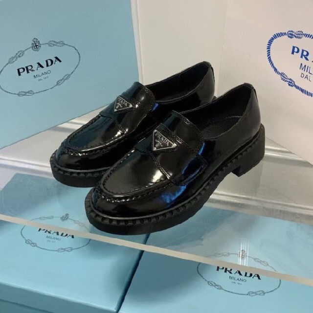 大人気 美品プラダPRADA レザー ローファー 36 - nrexpress.com.br 即納可 PRADA 良品 レザー 茶色 ブラウン チョコ パンプス 革靴 ローファー ローファー/革靴